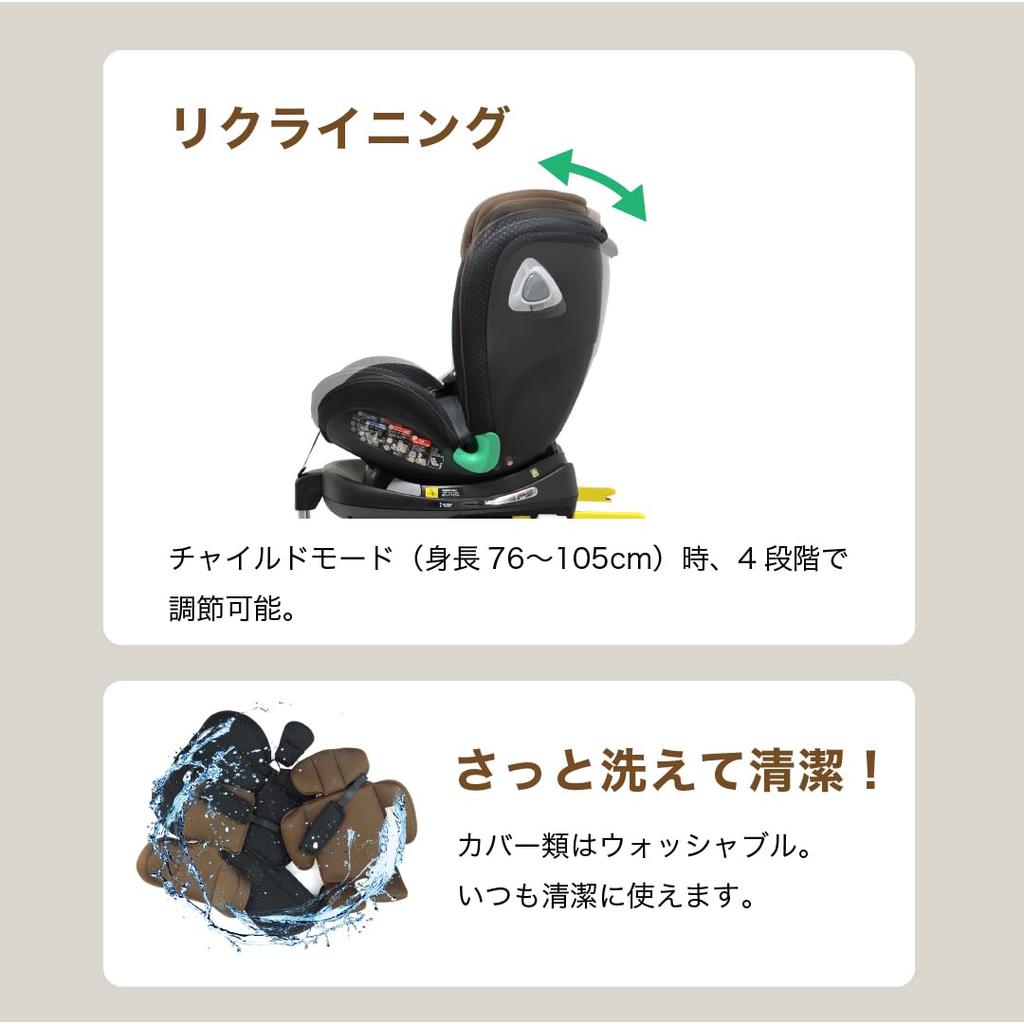 Lehman R129 Turn ISOFIX Grandma Brown Newborn To 12 Years Old Child Seat Junior Seat