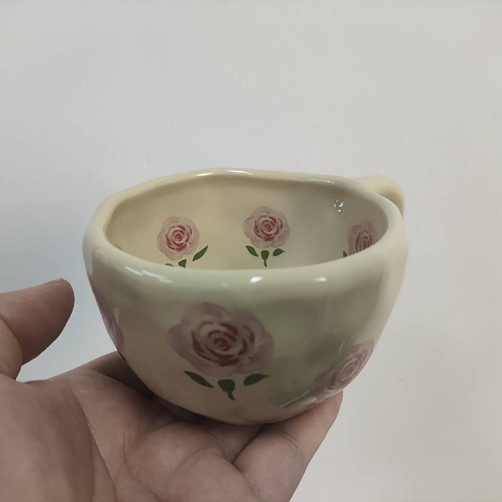 Hand Pinched Irregular Flower Ceramic Mugs Coffee Cups Milk Tea Cup Ins Korean Style Oatmeal Breakfast Mug Drinkware Kitchen Cup