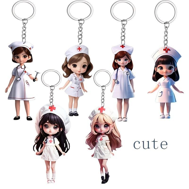 

6pcs/Set Cute Nurse Keychain Pendant Acrylic Backpack Decoration Bedroom Thanks To Doctor s Gift Medical Student Daily Outfit