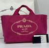 PRADA Canapa Mini Handbag Tote Shoulder Bag Canvas 2WAY Pink Logo Jacquard Women's