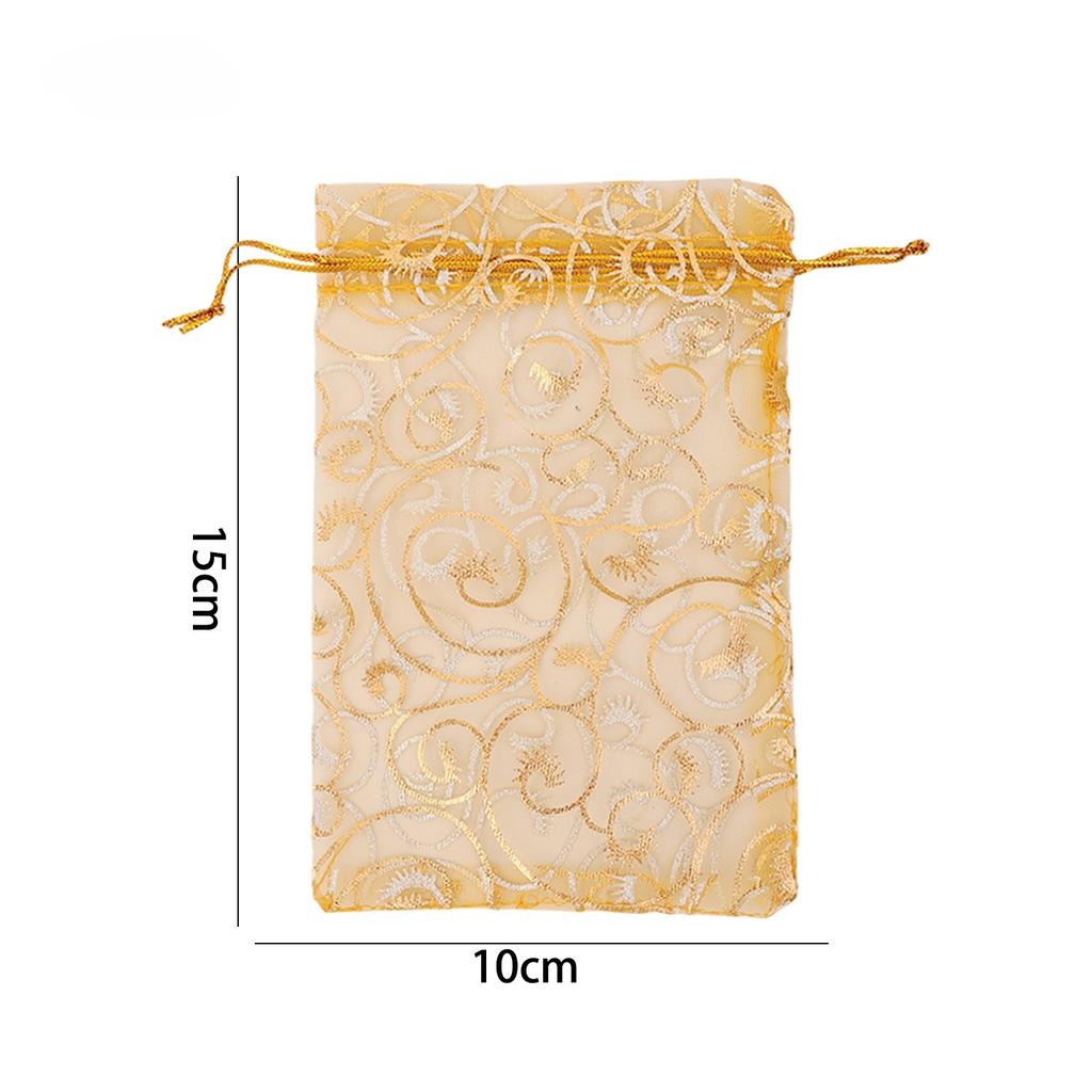Goldene Organza-Geschenktüten mit Kordelzug Schmuckaufbewahrung Netzbeutel Süßigkeitenverpackungsbeutel Hochzeitsgeschenk Weihnachtsfeier Süßigkeitenbeutel