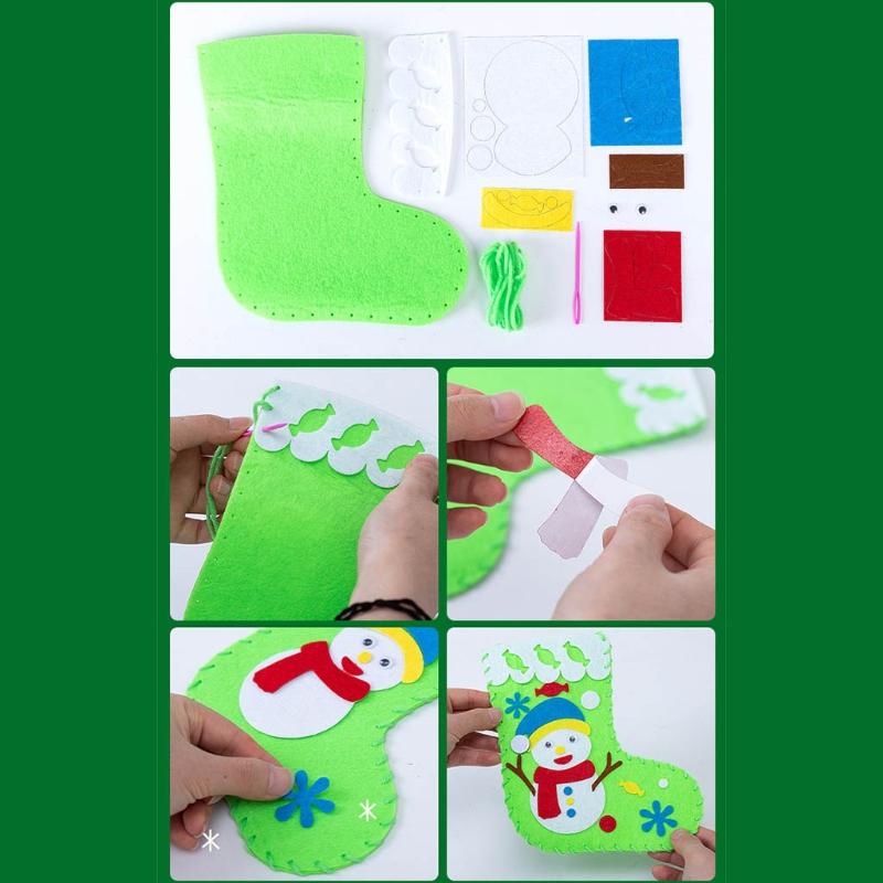 Creative Christmas Stockings Craft DIY Handcrafts Kindergarten Handmade for Toddlers Children Art & Crafts Supply