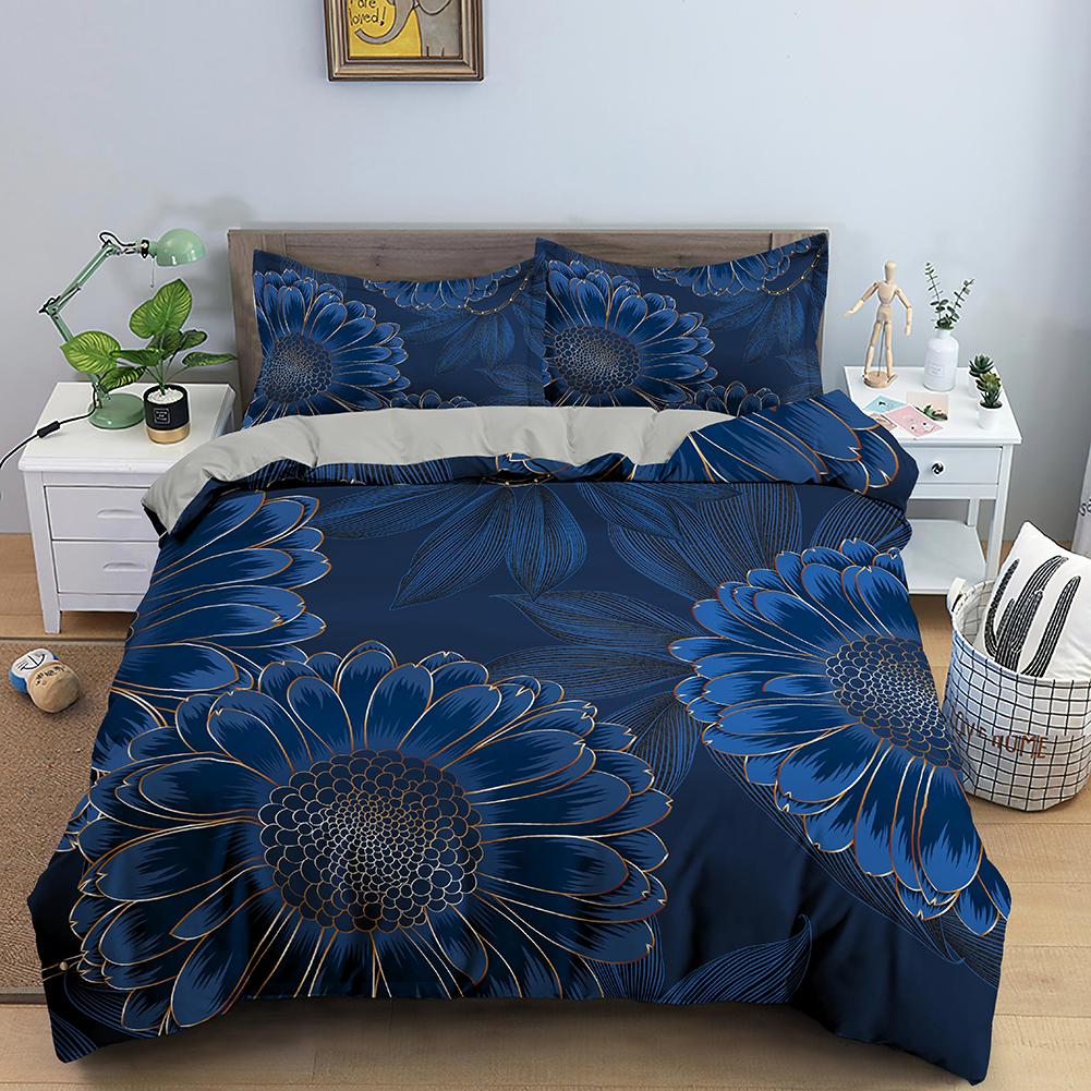 Tropické květy King Queen Ložní souprava Barevný Vintage Květinový Povlak na přikrývku Zelené listy Povlak na přikrývku Polyesterový Povlak na peřinu