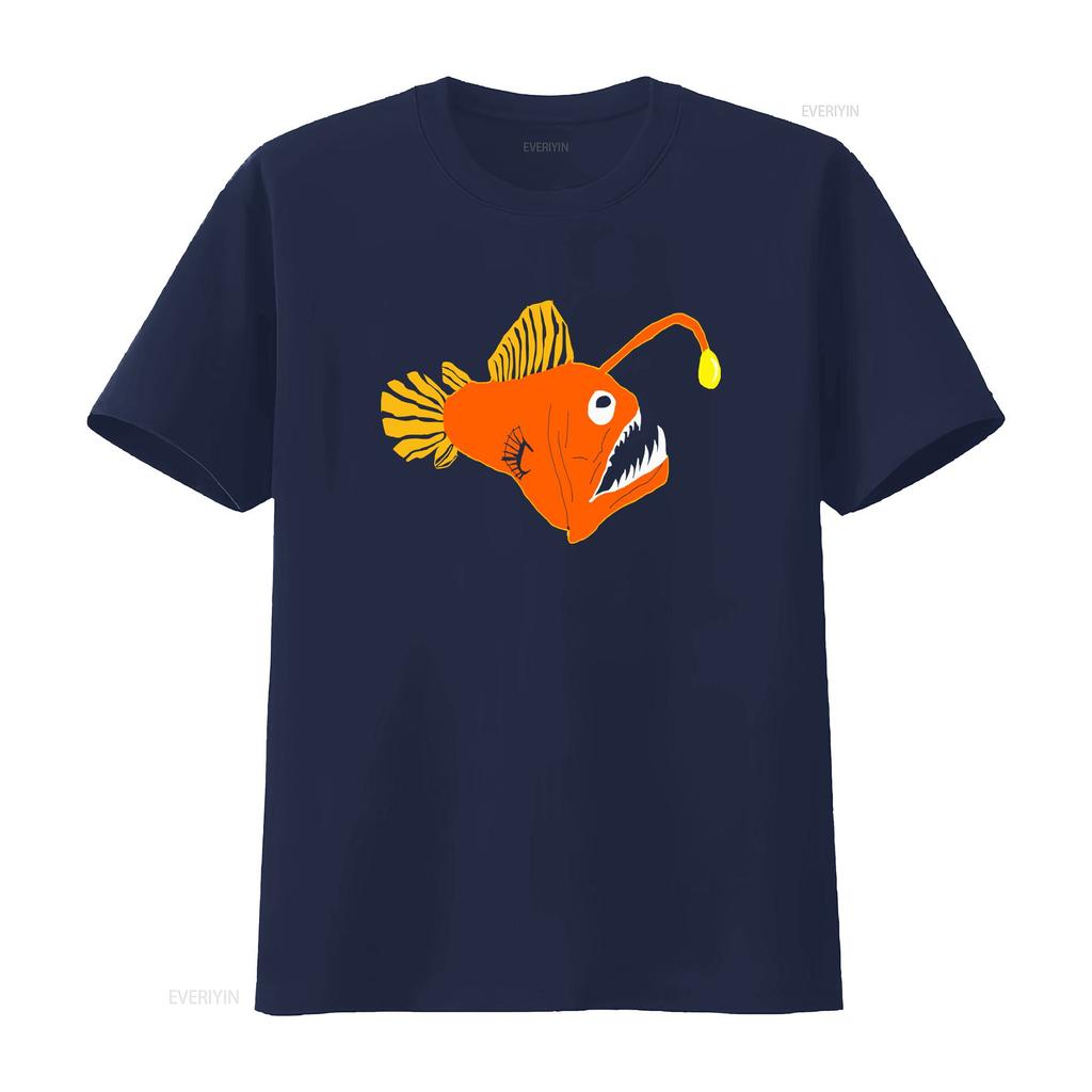 Anglerfish Deep Sea Creatures Angler Fish Monster T Shirt Vintage Designer Clothes Stretched Casual Unisex Fashion