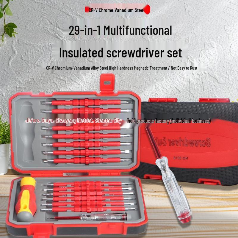 29-in-1 Insulated Electrician s Screwdriver Set – Phillips & Flathead Household Repair Tools