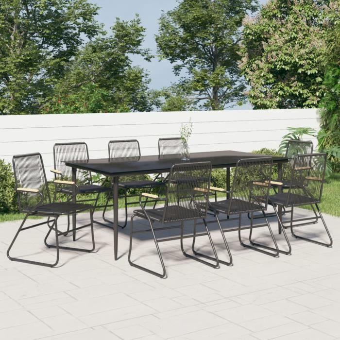 VidaXL Ensemble à manger de jardin 9 pcs noir rotin PVC 3099220