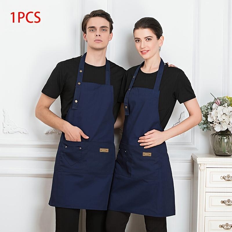 Adjustable Chef Apron with 2 Pockets - Professional Polyester Work Apron for Cooking, Baking, Gardening, BBQ, Coffee Shop, Beauty Nails Studios