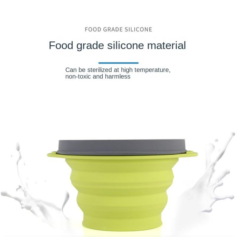 Outdoor Use Travel Silicone Foldable Bowl Travel Portable Retractable Instant Noodle Bowl Childrens Outdoor Use Picnic Lunch Box with Lid