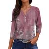 Women's Casual Fashion V-neck Loose Versatile Floral Print Three-quarter Sleeves