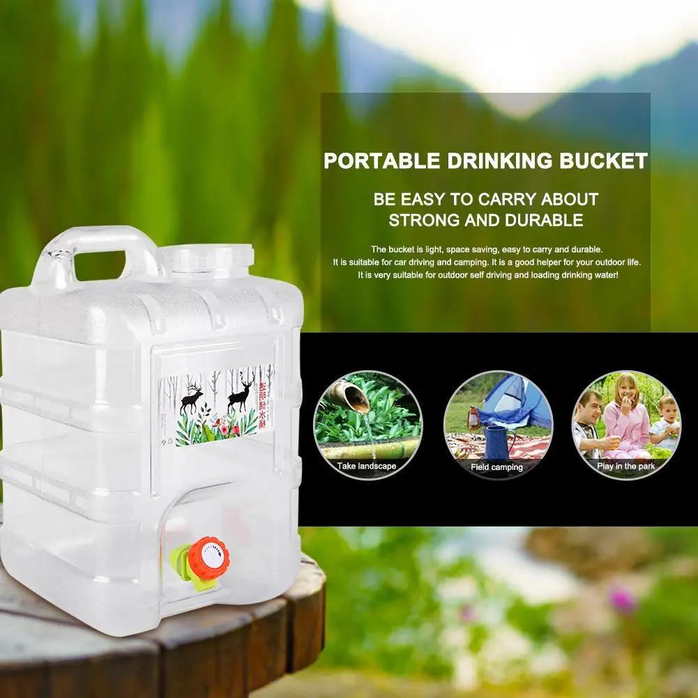 10L/15L Outdoor Water Bucket Food Grade with Faucet Driving Water Tank Container Water Storage Bucket for Picnic Travel Driving