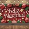 Winter Christmas Background Banner Spanish Christmas Party Decoration Xmas Tree Santa Claus Backdrop Supplies Photography Props
