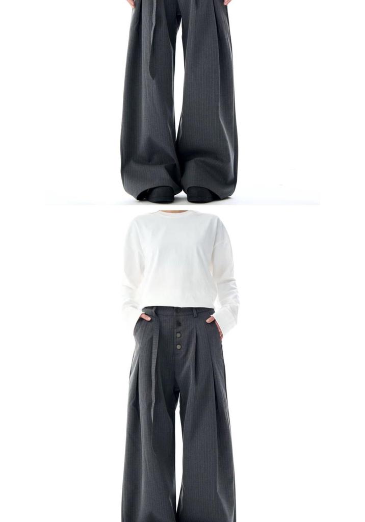 Unisex Trendy Striped Pleated Wide-Leg Drapey Pants - Autumn/Winter Collection