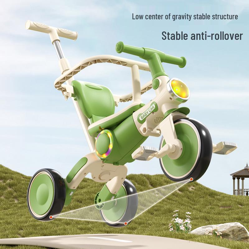 Kids' Tricycle Stroller with Pedal Car, Balance Bike, Music, and Lights for Ages 1-5