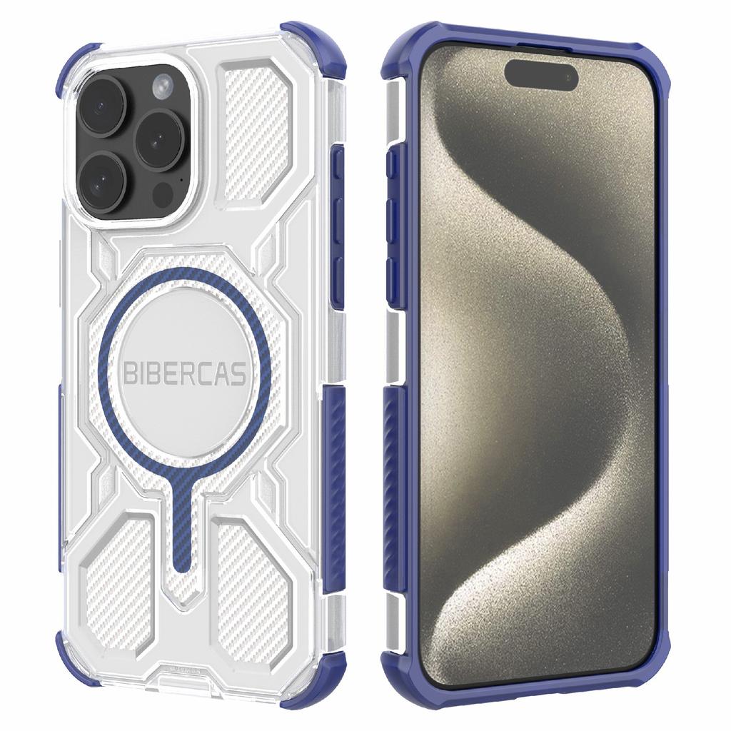 BIBERCAS J-16 Transparent Series For iPhone 15 Pro Max Case Compatible with MagSafe TPU+PC Phone Cover
