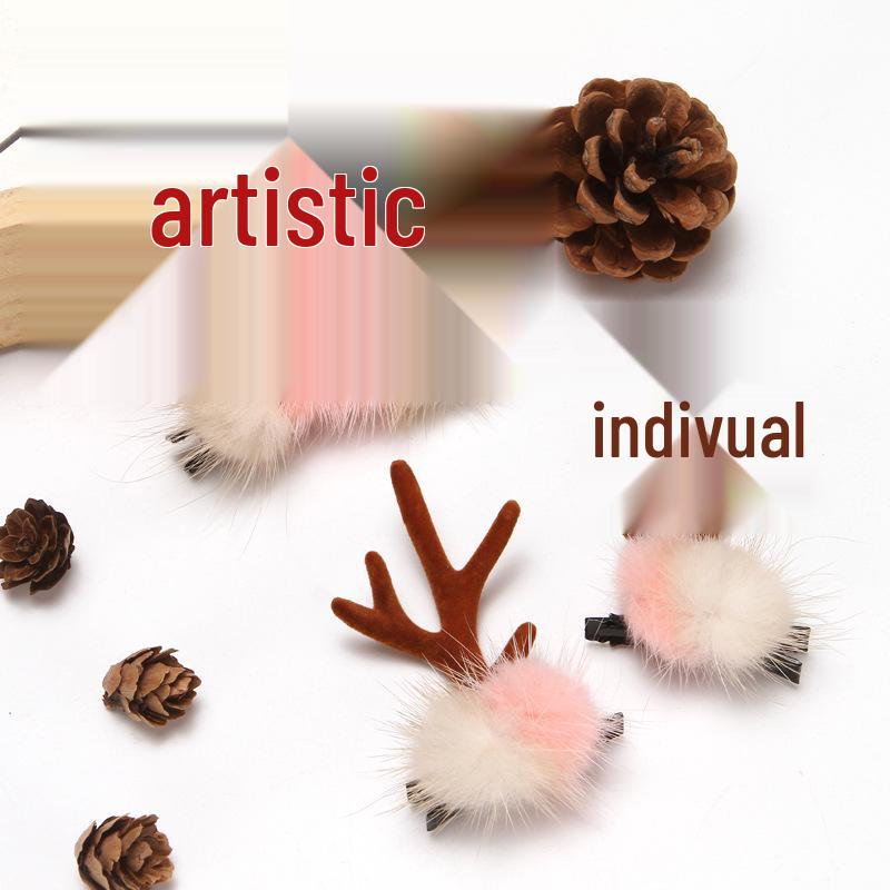 Christmas Reindeer Antler Hair Clips - Festive Elk Headwear Accessories