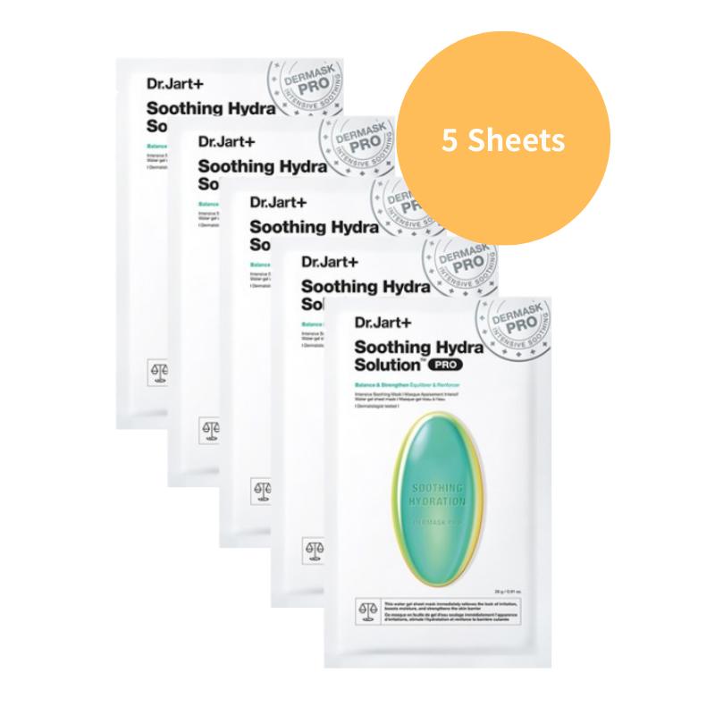Dr.Jart+ Dermask Soothing Hydra Solution PRO (5 Sheets, 26g Each) – Intensive Hydrating & Cooling Facial Mask for Sensitive Skin