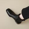 Fashion NEW Autumn/Winter Women Boots Square Toe Chunky Heel Shoes Split Leather Shoes for Women Slip-on Ankle Boots Black Modern Boots