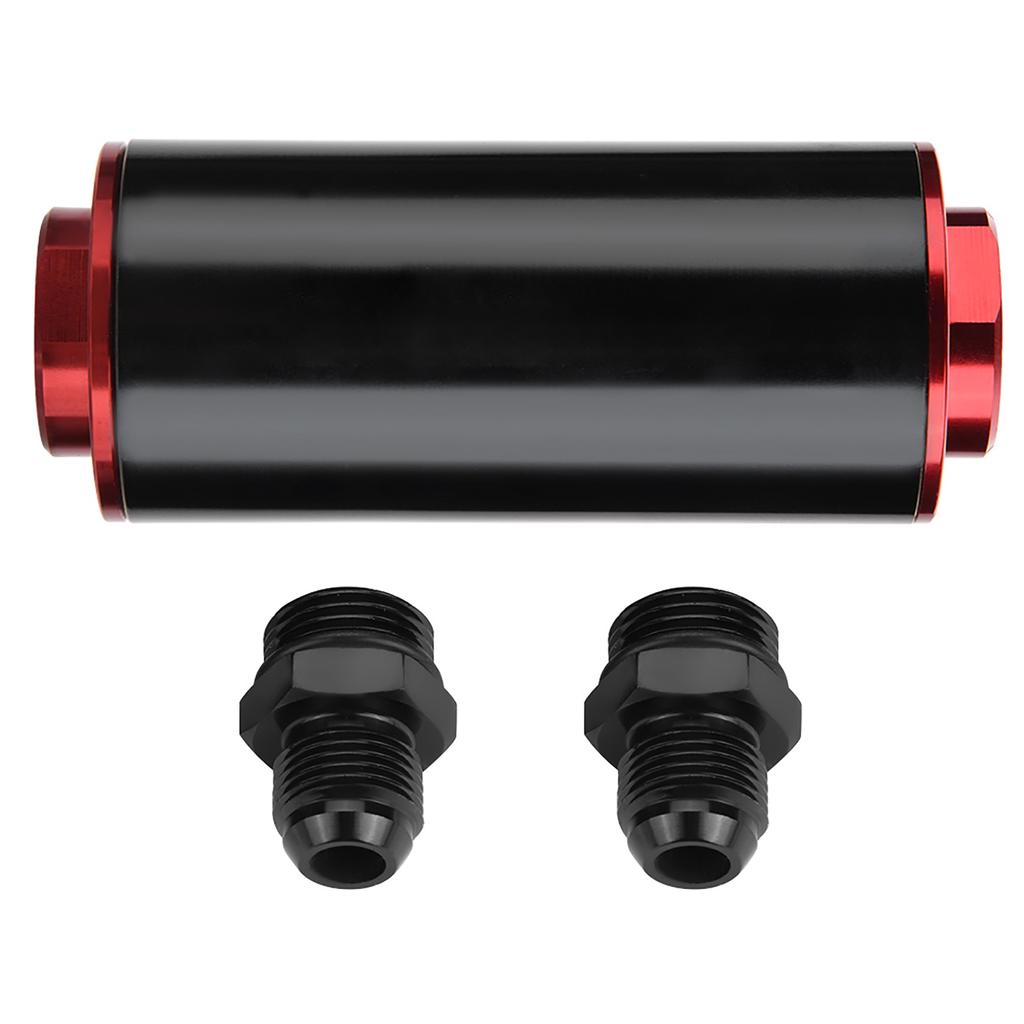 Universal 100 Micron AN8 Aluminum High Flow Fuel Inline Petrol Filter for Car Truck Black