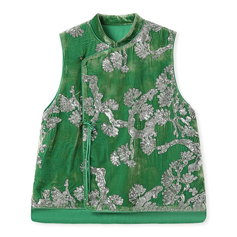Spring Sleeveless Mulberry Silk Vest & Embroidered Half Skirt Set for Women - New Chinese Style