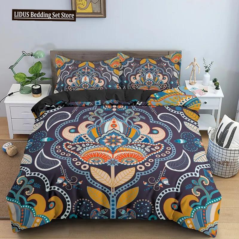 

Винтажный богемный односпальный комплект постельного белья размера «king-size» в стиле бохо, одеяло с рисунком мандалы, пододеяльник с наволочкой, постельное белье EU single(135x200cm)