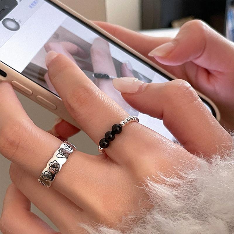 Bead Elegant Black Doodle Ring For Women Combining Retro Style And Modern Fashion Trends 2023 For