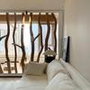 Natural Driftwood Hanging Clothes Rail: Solid Wood Tree Trunk for Decorative Wall Partition In Living Room or Hotel.