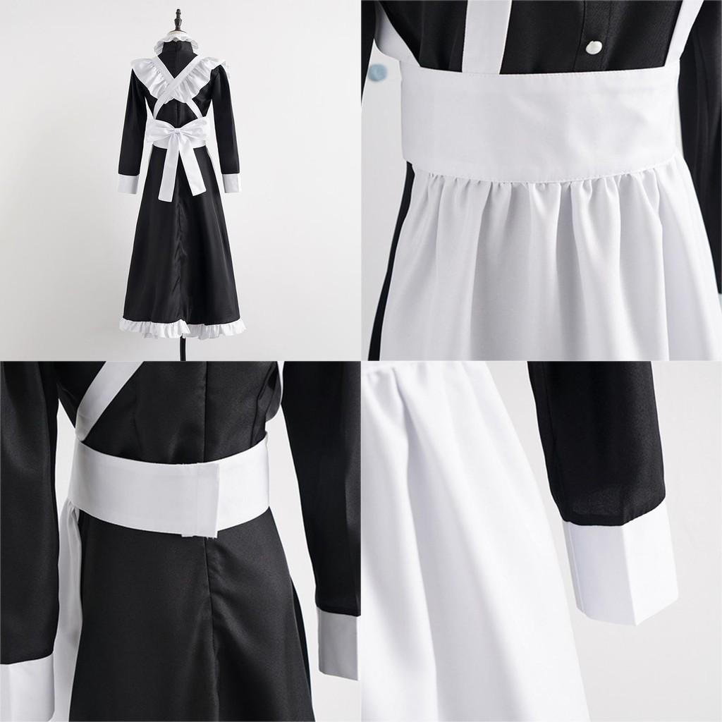 English Style Pearl Lace Long Maid Costume Perfect For Cosplay And Coffee Shop