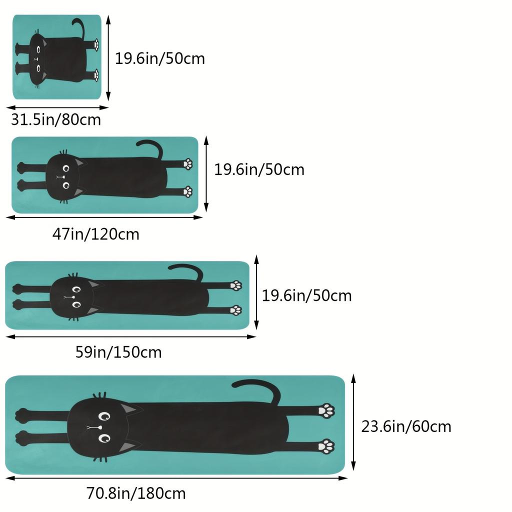 1Pcs Anti Fatigue Kitchen Rugs, Lazy Waist Cat Print Waterproof Non-Slip Thick Cushioned Kitchen Mat Heavy Duty Comfort Standing Mat for Kitchen