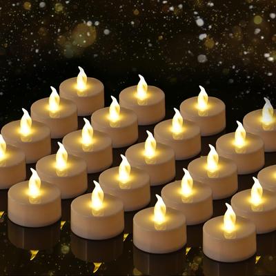 Candlium 24 szt. Ciepłe Żółte Bezpłomieniowe LED-owe Świeczki Tea Light Zasilane Bateriami 200+ Godzin Na Wotywne Rocznicowe Dekoracje Ślubne