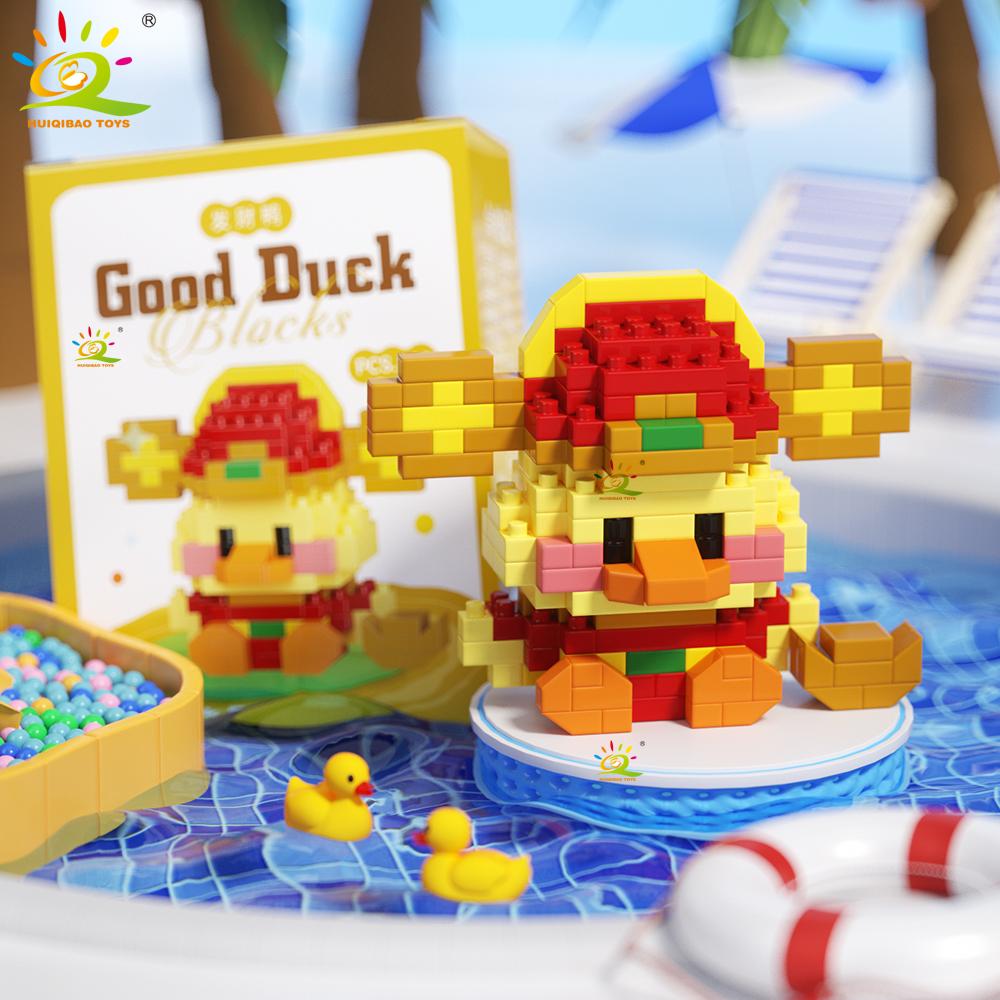 Mini Cute Duck Cosplay Dress Animal Micro Building Block 3D Diamond Model Brick DIY City Construction Toys for Children