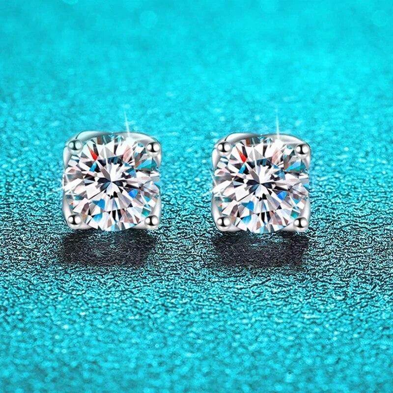 D Color 0.5-2CT D Color Moissanite Stud Earrings for Women Sparkling Luxury Lad Diamond 925 Sterling Silver Wedding Jewelry GRA