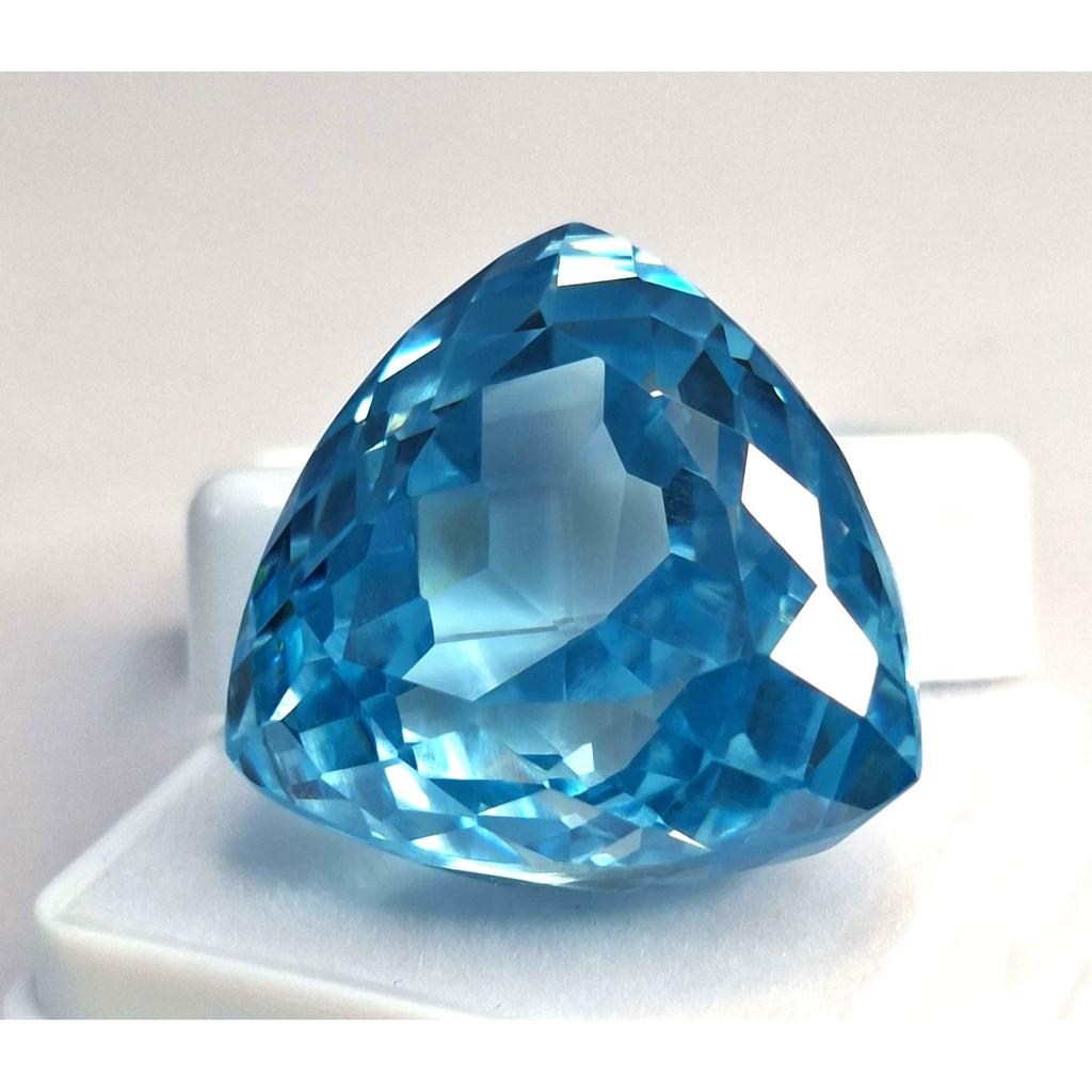 Certified Natural Blue Zircon Trillion Cut 95-97 Ct Beautiful Loose Gemstone