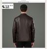 Men's Middle-Aged Business Casual Sheepskin Leather Jacket with Stand Collar and Plus Velvet Lining