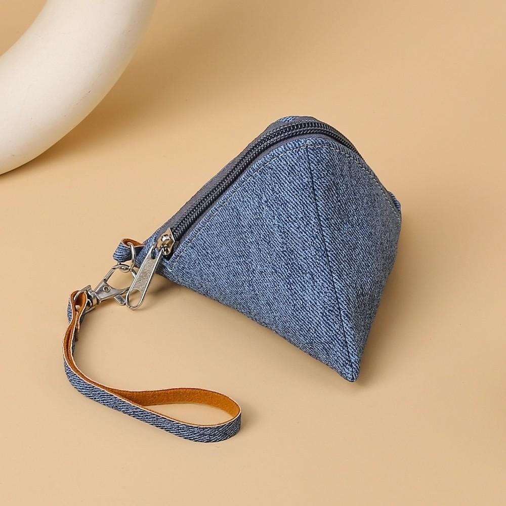 New Mini Triangle Coin Purse Canvas with Lanyard Coin Change Wallet Portable Earphone Bag