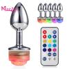 Mizz Zee Metal Bead Remote Anal Plug Dilator měnící ovládání barvy LED světla