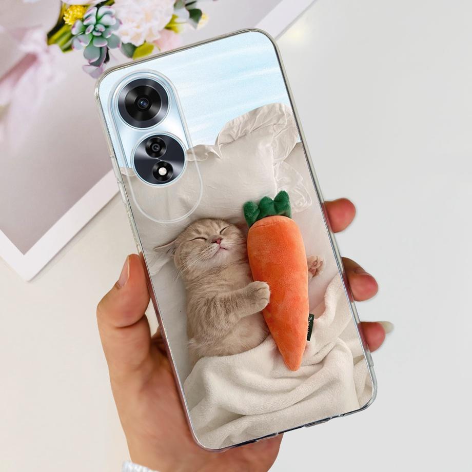 For OPPO A60 Case CPH2631 Phone Coque Transparent Slim Soft Silicone Back Cover oppoA60 A 60 Funda Flower Butterfly Love Heart