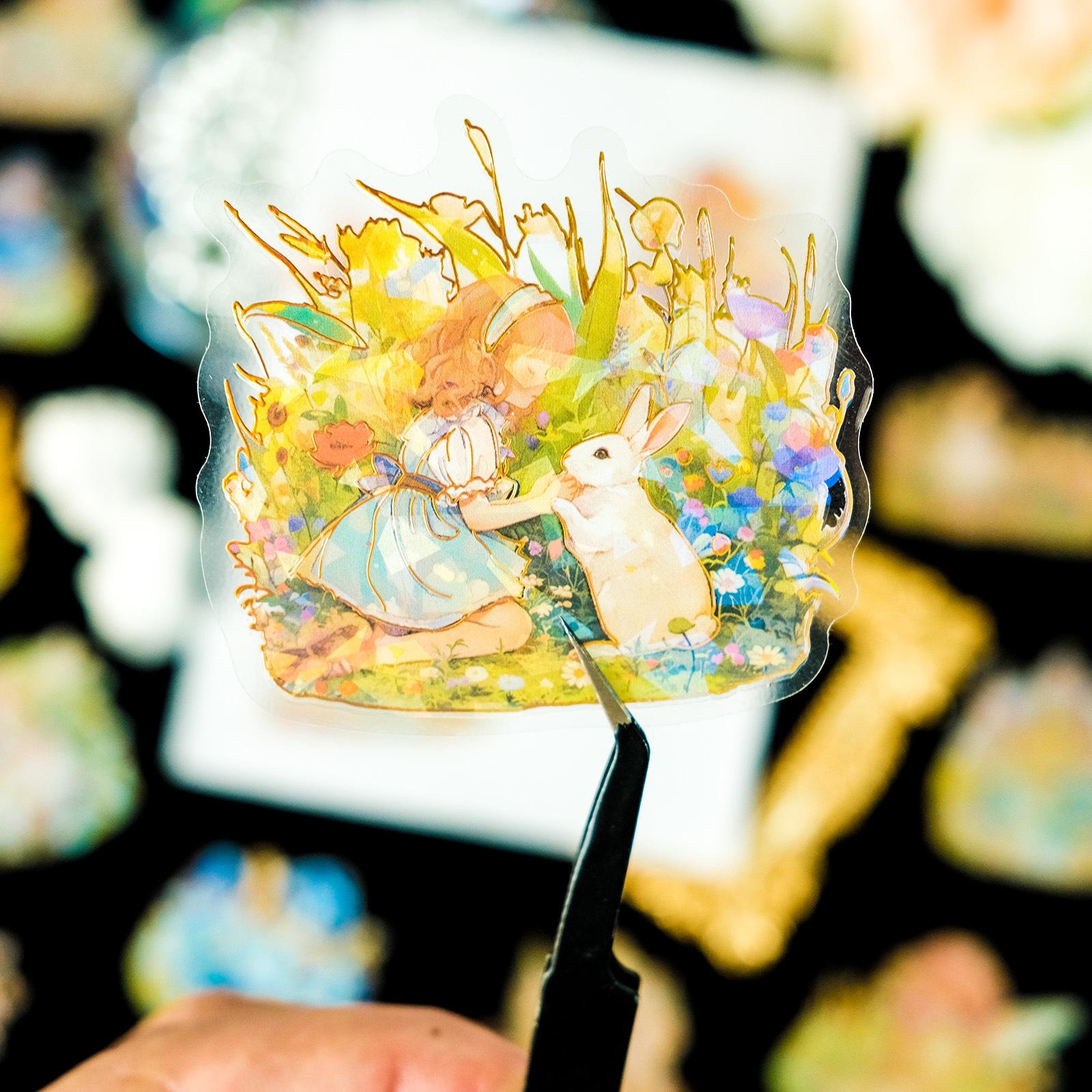 30 Craft Bronzing Pet Stickers Cute Cartoon Fairy Tale Princess Laser Sticker Diy Hand Account Sticker