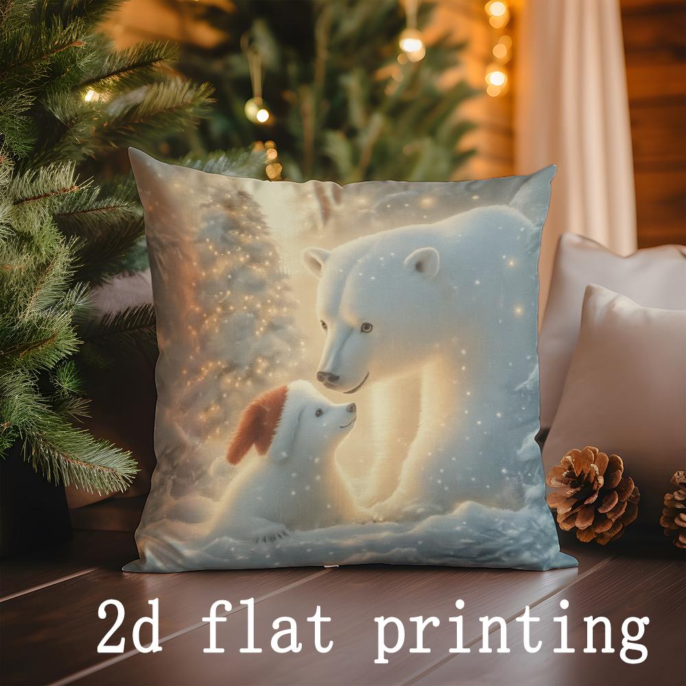 Heimdeko Niedliche Eisbären Weihnachtskissen Geeignet für Sofa Schlafzimmer Auto Kissenbezug Kissen Rechteckiges Rückenkissen