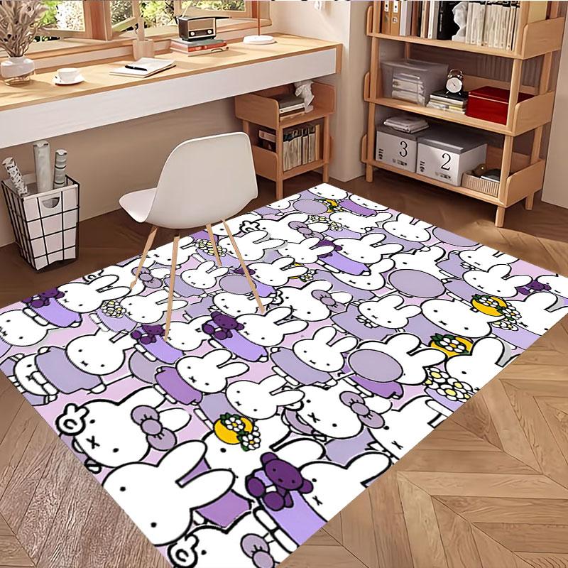 Miffy Print Rug, Washable Floor Carpet, For Entryway Dorm Laundry Room Office Study, Home Decor Birthday Christmas Gift