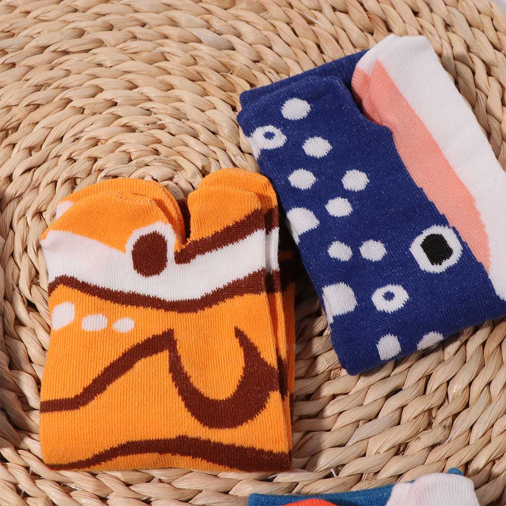 Deep-sea Animals Two Toe Socks Whale Toe Mid Calf Sock Cute Funny Fish Tube Socks Gift