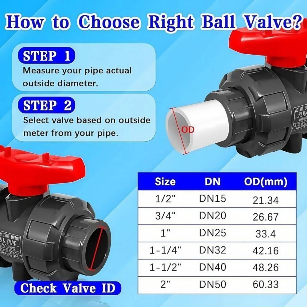Plastic Double Way Ball Valve 50mm Water Pipe Fittings T-type PE Pipe Faucet Diverter  Lawn