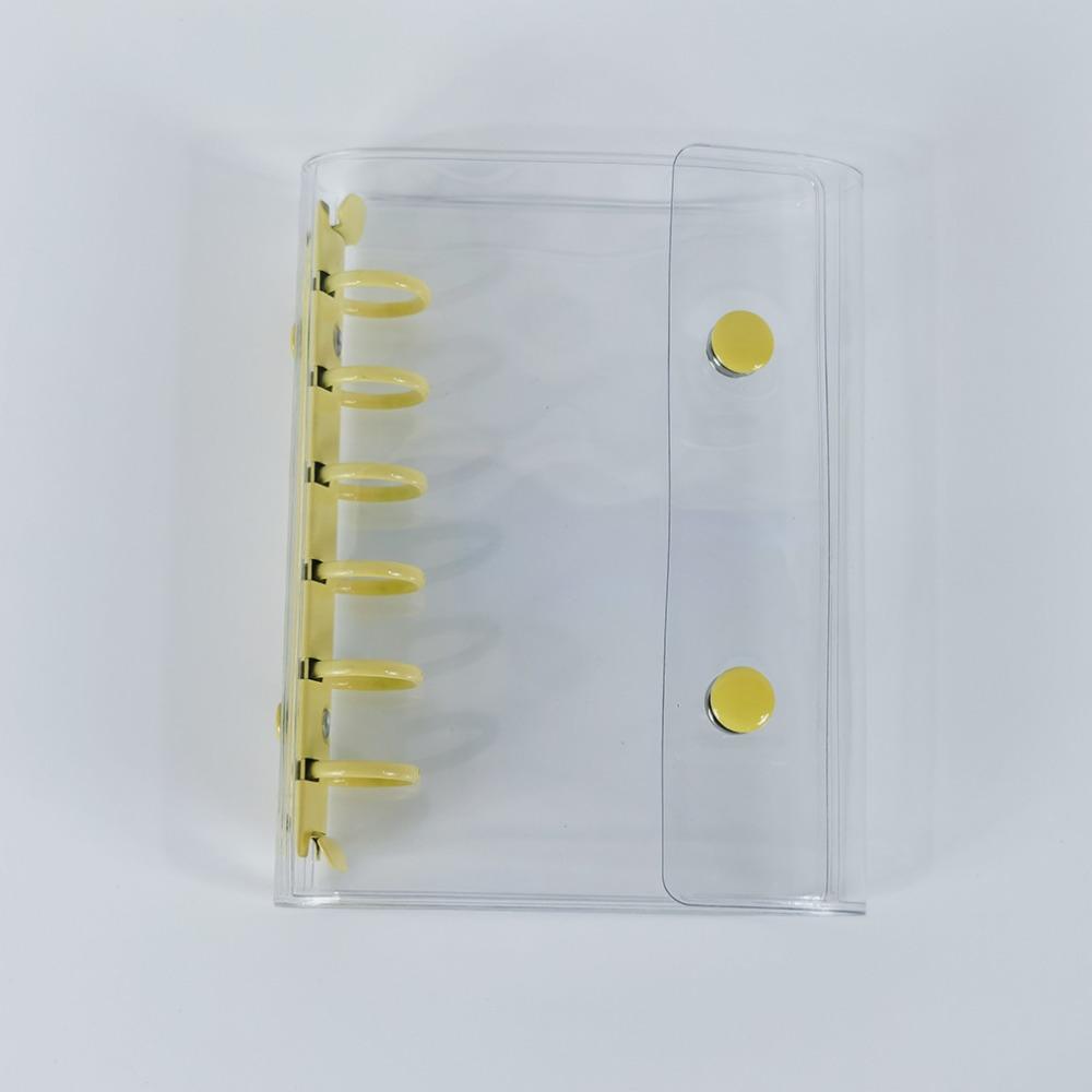 Candy Color Macaron-Themed A7 Binder Cover 6-Hole Transparent Collectible Organizer Double Button Widening Collect Book
