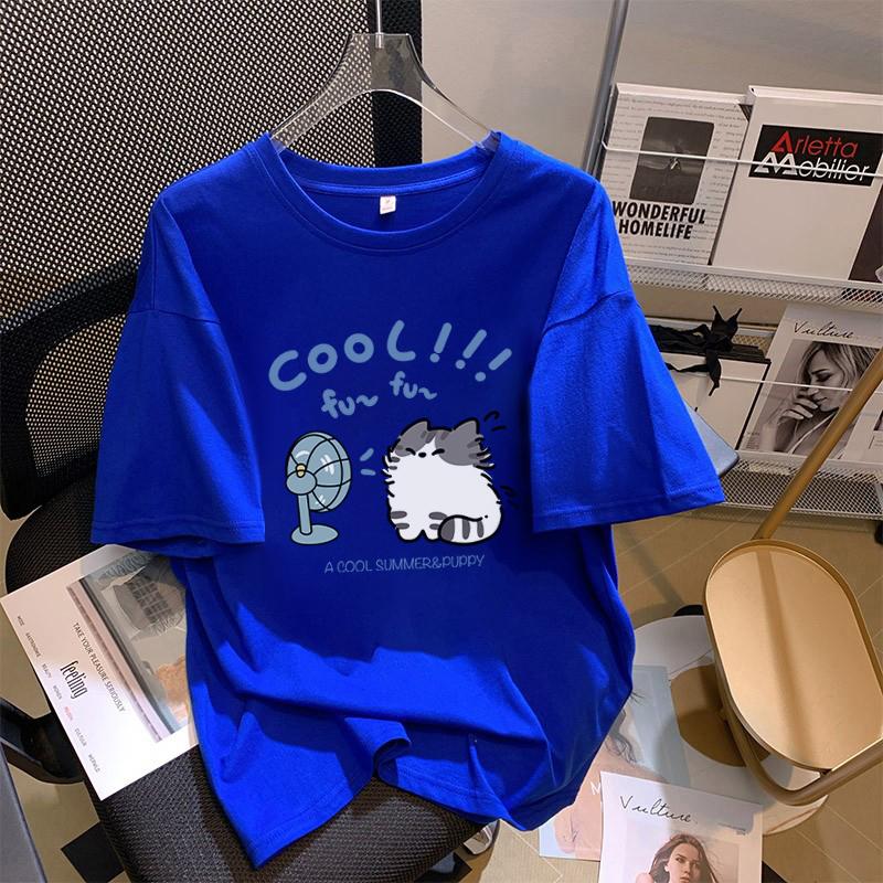 

White baby elephant short-sleeved t-shirt women s 2025 summer new pure cotton design top loose large size cartoon t-shirt XXXL