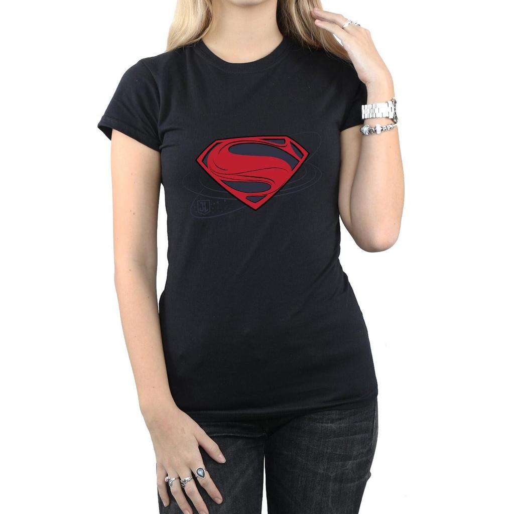 DC Comics Womens/Ladies Justice League Movie Superman Logo Cotton T-Shirt