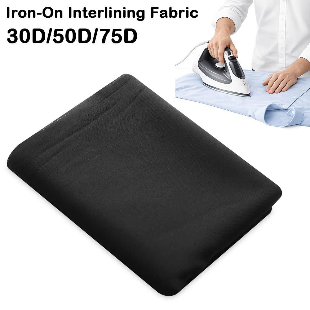 30D/50D/75D Iron-On Interlining Fabric Black DIY Single-Sided Adhesive Lining Polyester Lightweight Fusible
