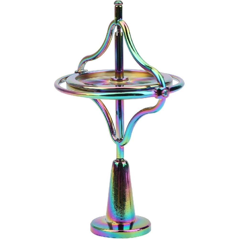 TOPINCN Alloy Gyroscope Toy Stress Relief Fingertip Toy for Adult withDecompression Bright Colorful Metal FrameDecompression Toy Adult Toy (Colorful)