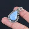 925 Sterling Silver Owyhee Blue Opal Stone Wedding Boho Engagement Wife Pendant