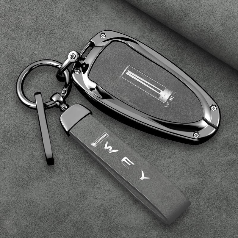 New Zinc Alloy Leather Car Remote Key Case Cover Shell For Great Wall Wey Lanshan Dht-Phev New Energy Auto Keychain Accessories