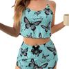 1011 Popular Homewear Pajamas Women's Summer Large Size Sexy Underwear Suspender Shorts Two-piece Set Butterfly