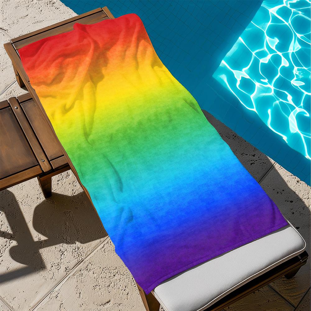 Vibrant Rainbow Beach Towel, Ideal for Vacation Pool Beach Men Women Band Towel
